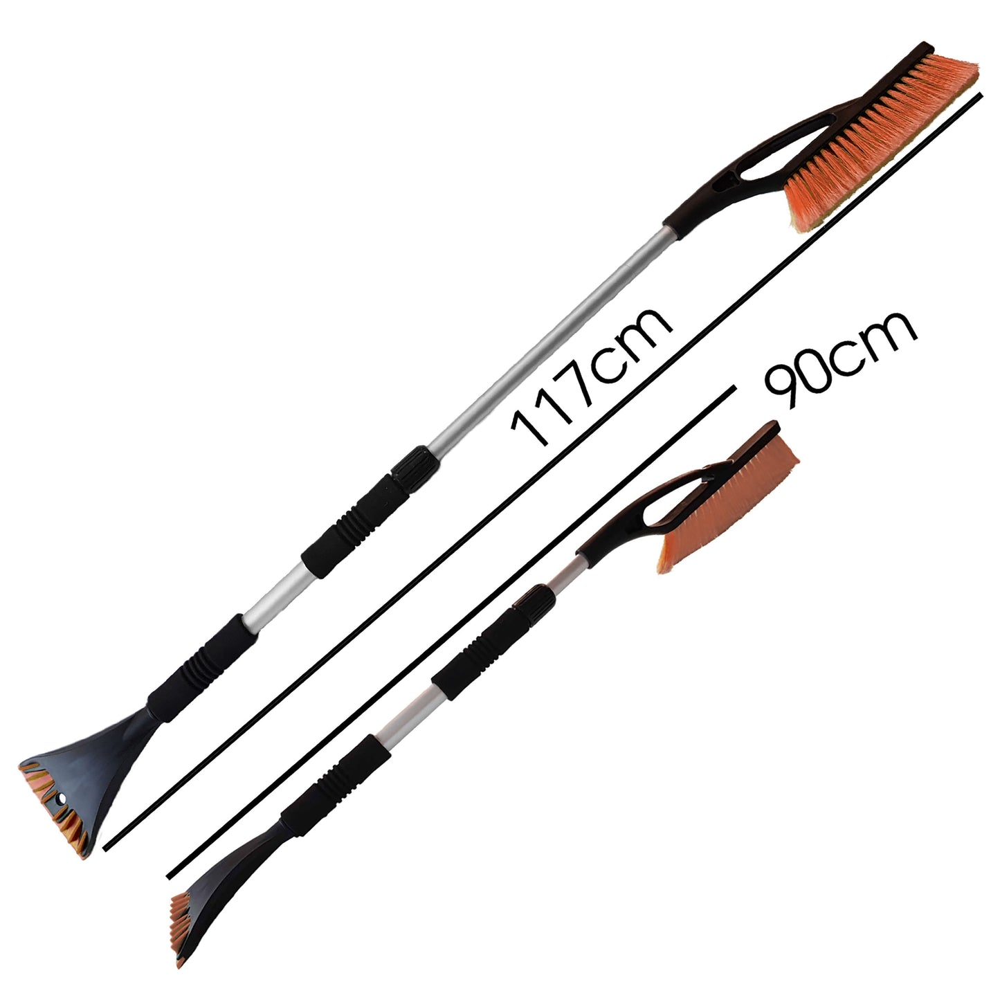 Telescopic Snow Brush + Ice Scraper Orange Frost Protection Fleece Car Accessory