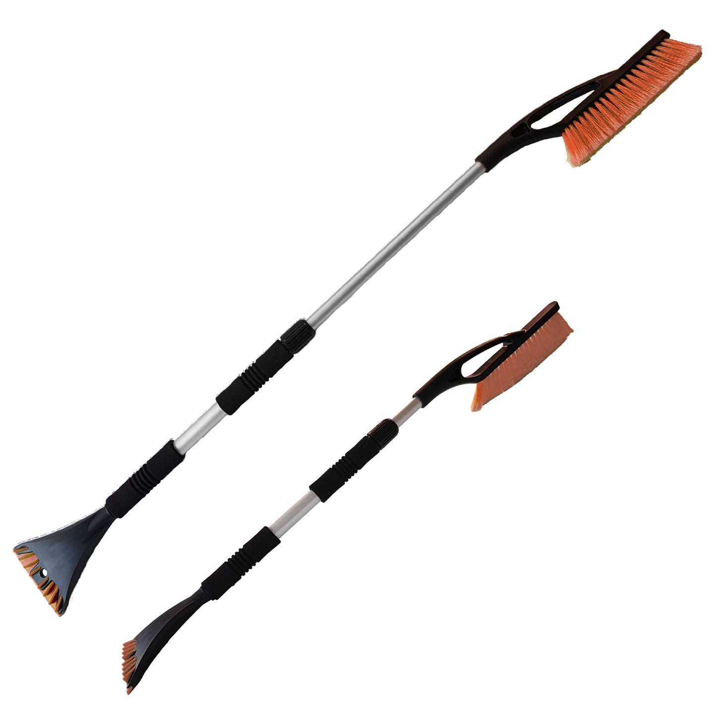 Telescopic Snow Brush + Ice Scraper Orange Frost Protection Fleece Car Accessory