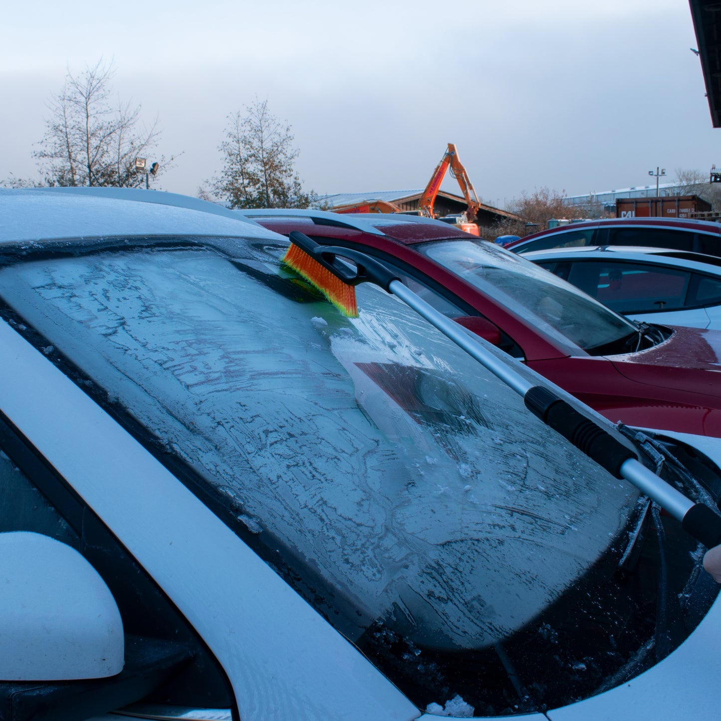 Telescopic Snow Brush + Ice Scraper Orange Frost Protection Fleece Car Accessory