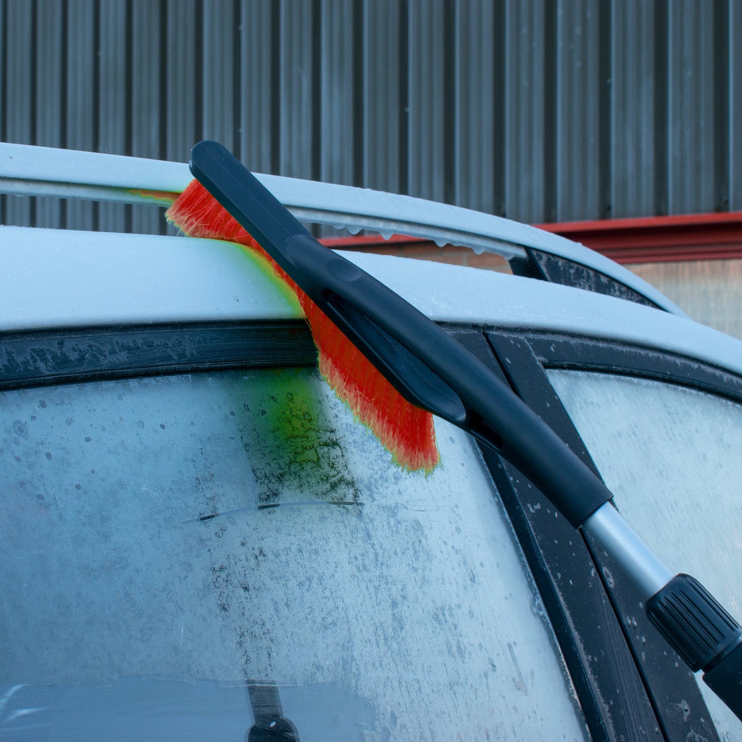 Telescopic Snow Brush + Ice Scraper Orange Frost Protection Fleece Car Accessory