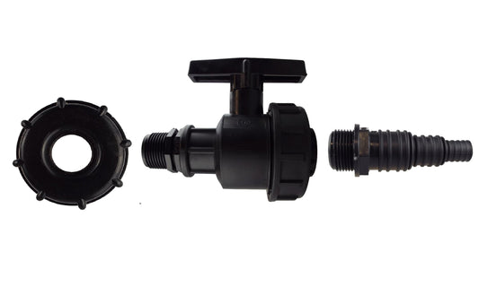 IBC 2 S60X6 Cap with Large Plastic Valve and Pond Connector 13/20/25mm Barb