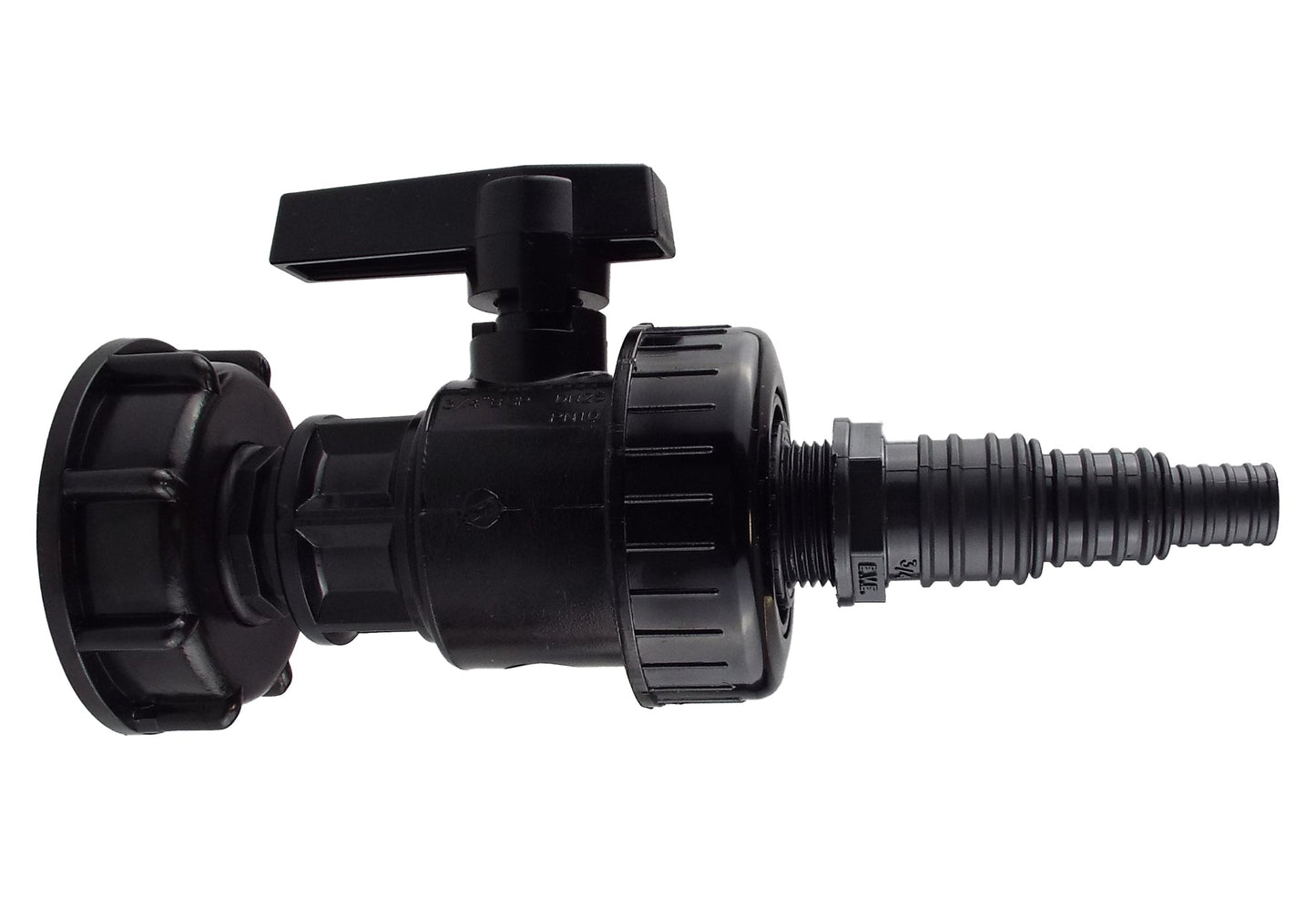 IBC 2 S60X6 Cap with Large Plastic Valve and Pond Connector 13/20/25mm Barb