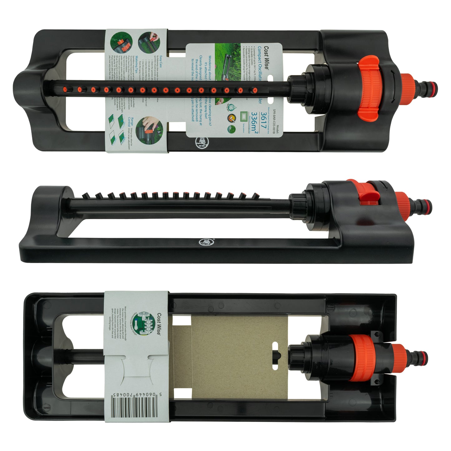 Oscillating Sprinkler Cost Wise Black Orange Outdoor Watering Kit Lawn Sprinkler