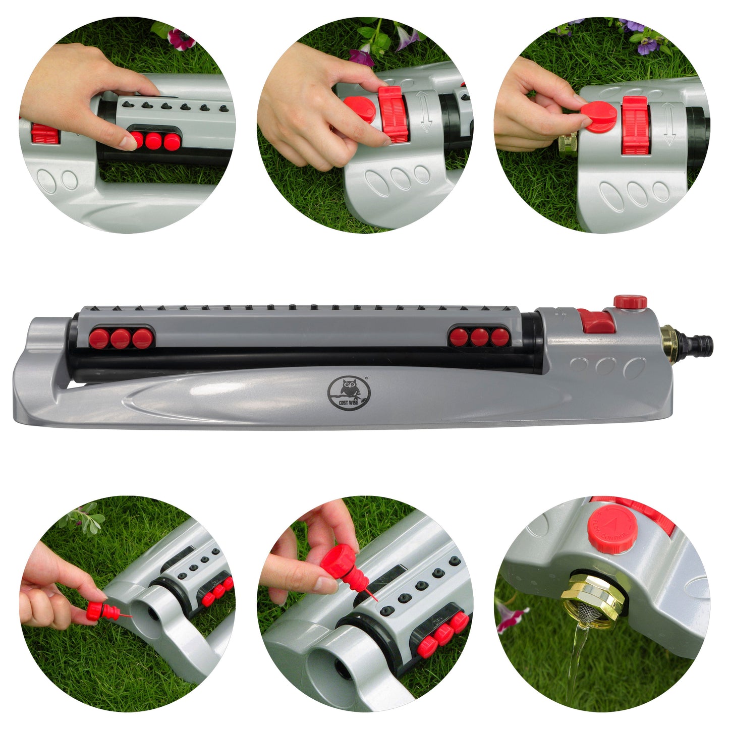 Bar Metal Turbo Oscillating Sprinkler Water Flow Control Outdoor Hose Accessory