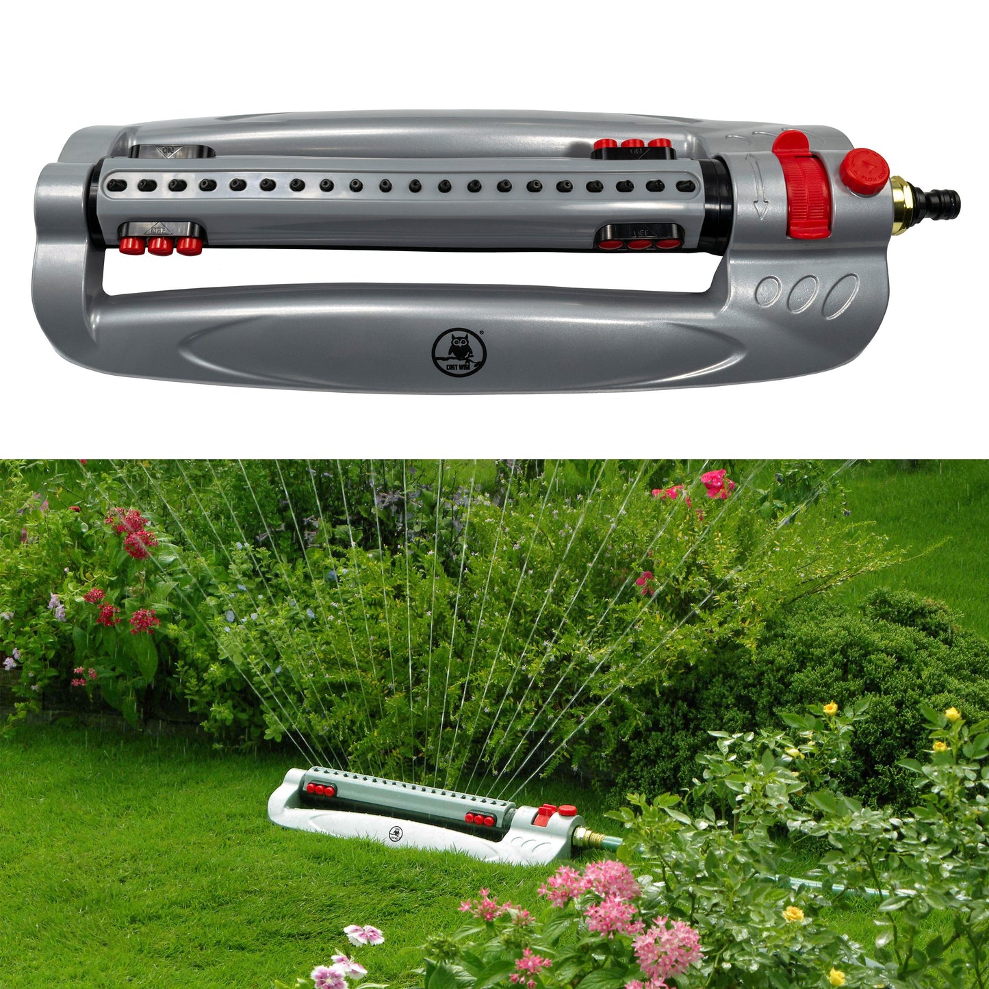 Bar Metal Turbo Oscillating Sprinkler Water Flow Control Outdoor Hose Accessory