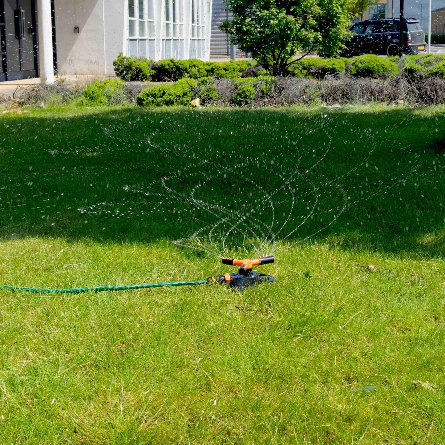 Bradas 3-Arm Rotating Sprinkler Black Orange Line Lawn Sprinkler Water Connector