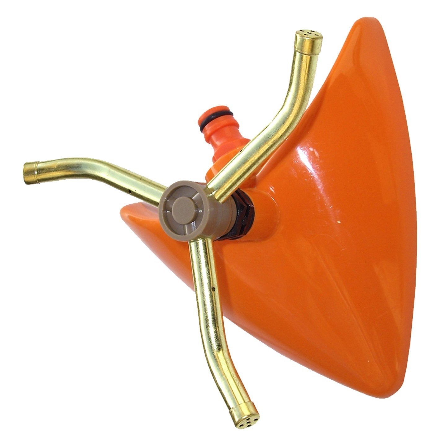 3-Arm Revolving Sprinkler Orange Leaf Brass Water Fitting Outdoor Hose Accessory