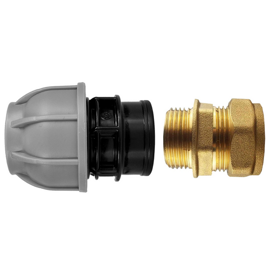 AP Supplies Brass Compression 22mm Straight with 20mm MDPE Straight