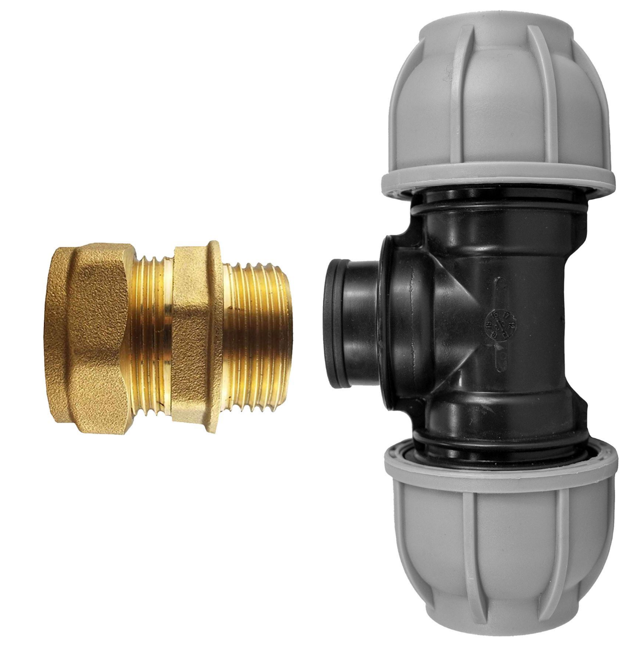 AP Supplies Brass Compression 15mm Straight with 20mm MDPE Tee
