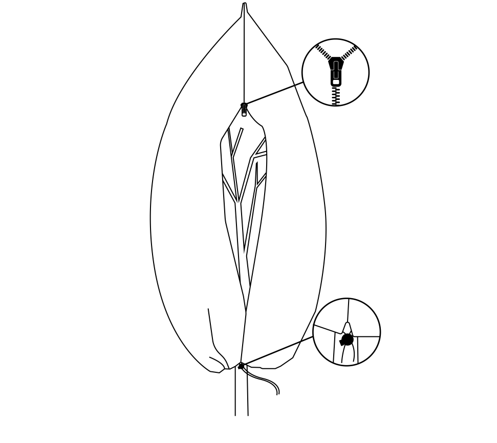AP Supplies Protective Plant Cover, 50gsm Sack with Cord and Zipper, Diameter: 80cm, Size: 1.25m x 2 m