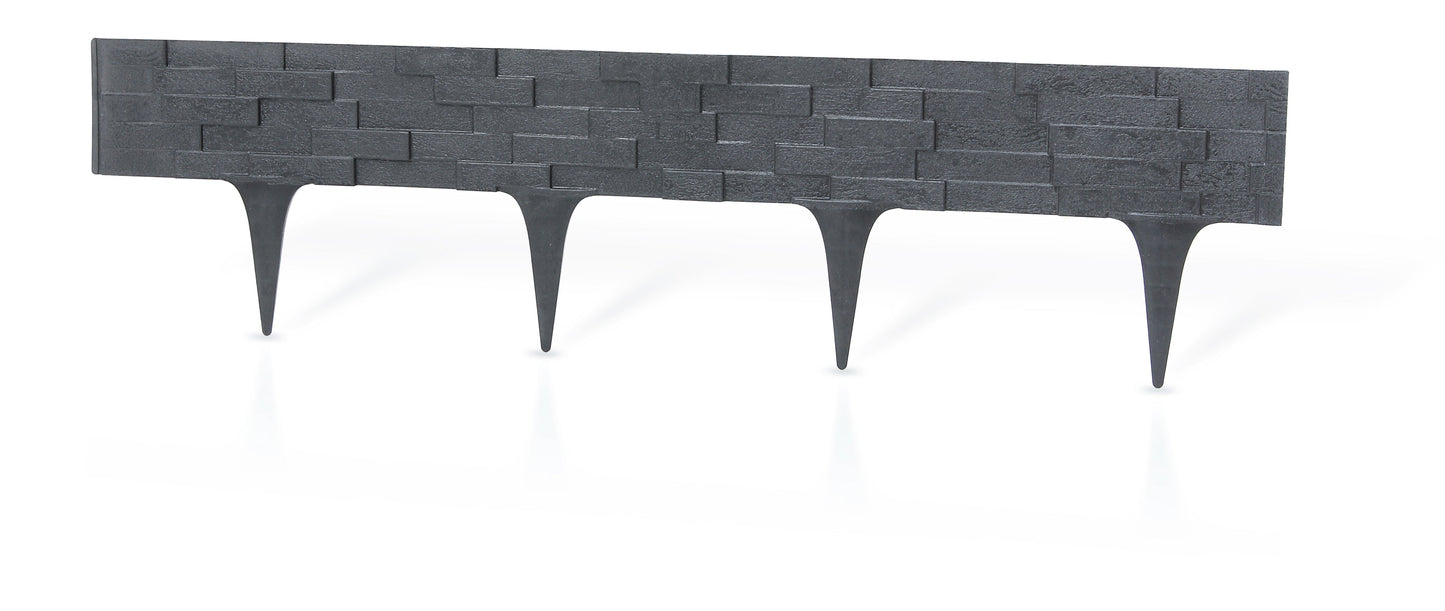 Lawn Edging, Plastic Palisade Slate Effect, 2.38m, Gray for Home and Garden Use