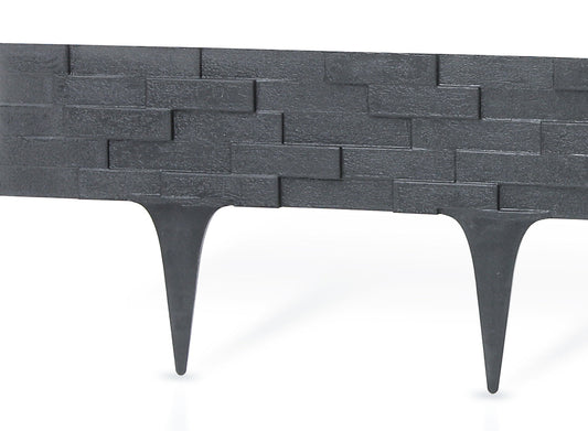 Lawn Edging, Plastic Palisade Slate Effect, 2.38m, Gray for Home and Garden Use