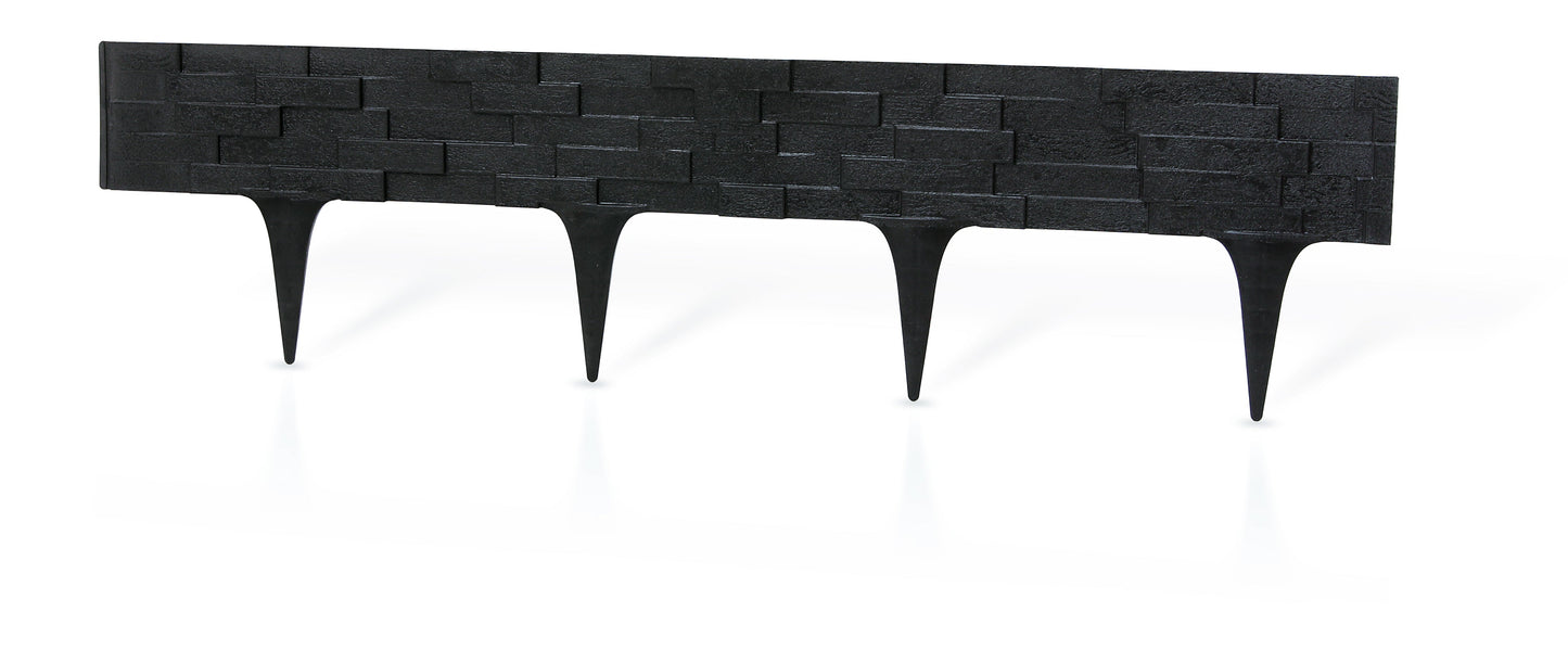 Lawn Edging, Plastic Palisade Slate Effect, 2.38m, Black for Home and Garden Use