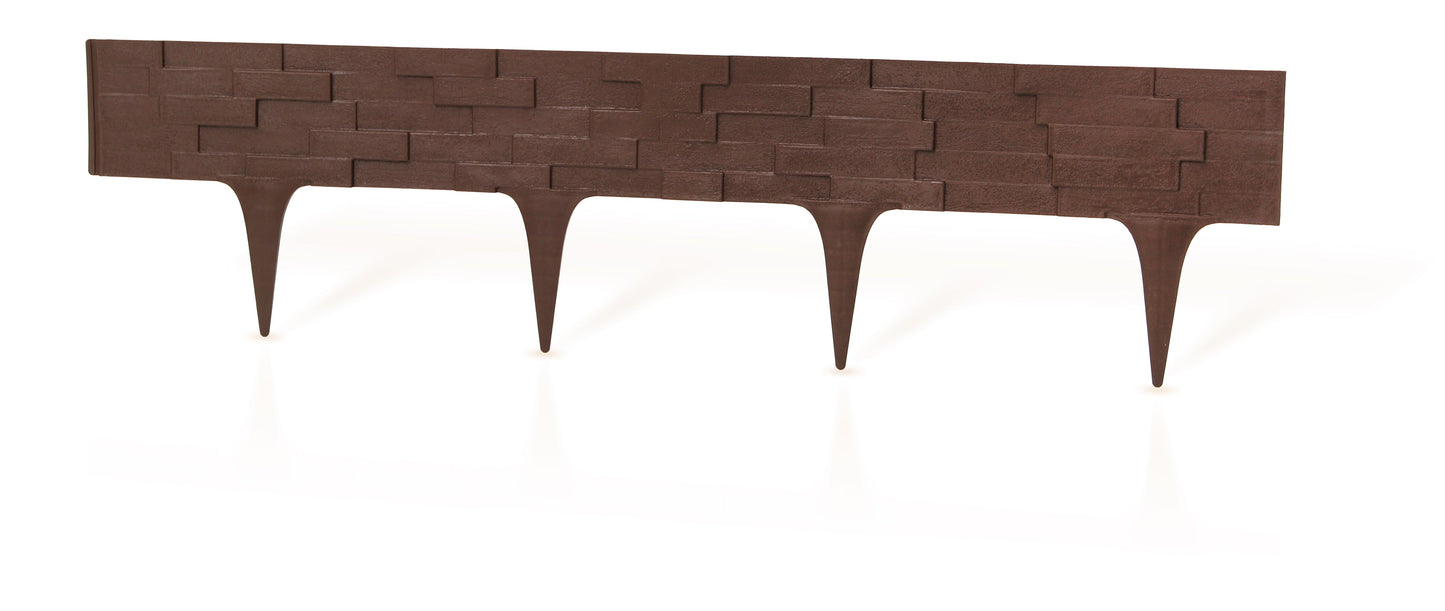 Lawn Edging, Plastic Palisade Slate Effect, 2.38m, Brown for Home and Garden Use