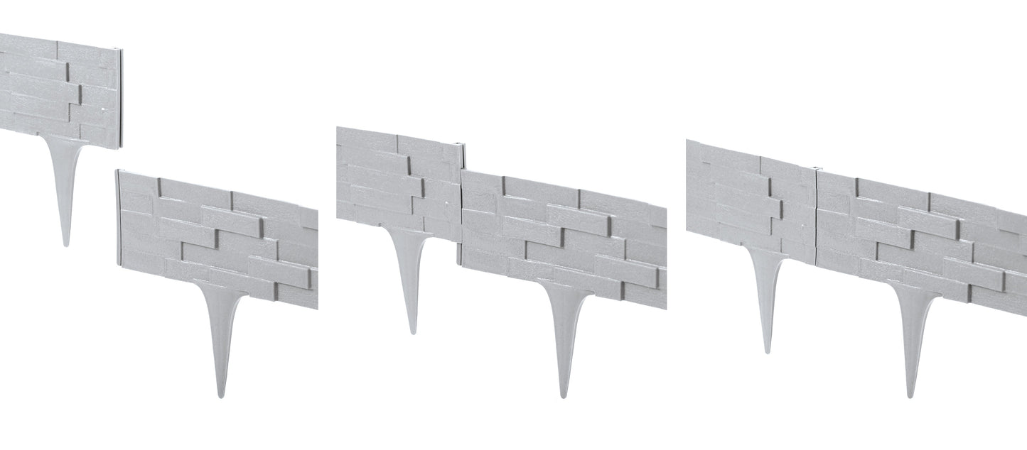 Lawn Edging, Plastic Palisade Slate Effect, 2.38m, Black for Home and Garden Use