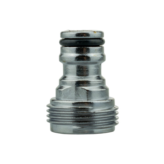 Male Tap Connector 3/4 BSP - Click Lock Zinc Chrome Garden Hose Pipe Tap Adapter