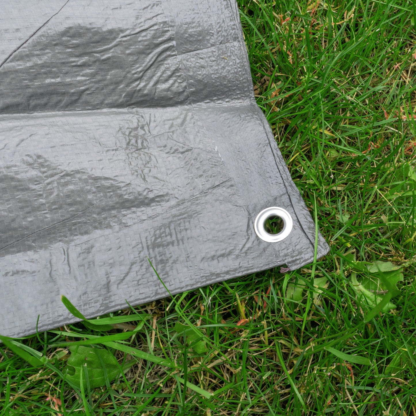 AP Supplies Grey S-Grade Tarpaulin with 10 x 6" Bungee Balls (Black) and 10 x Screw Type Tarp Clips