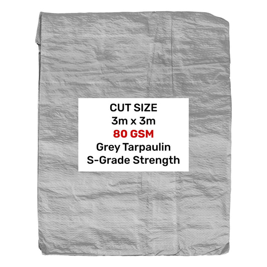 Grey S-Grade Tarpaulin 3m x 3m Waterproof Tarpaulin Cover Garden Furniture Cover