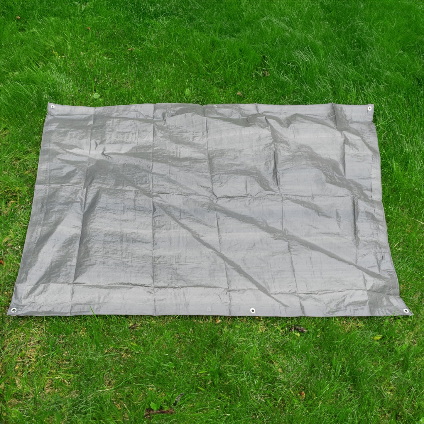 Gray S-Grade Tarpaulin 3m x 4m Waterproof Tarpaulin Cover Outdoor Ground Sheet
