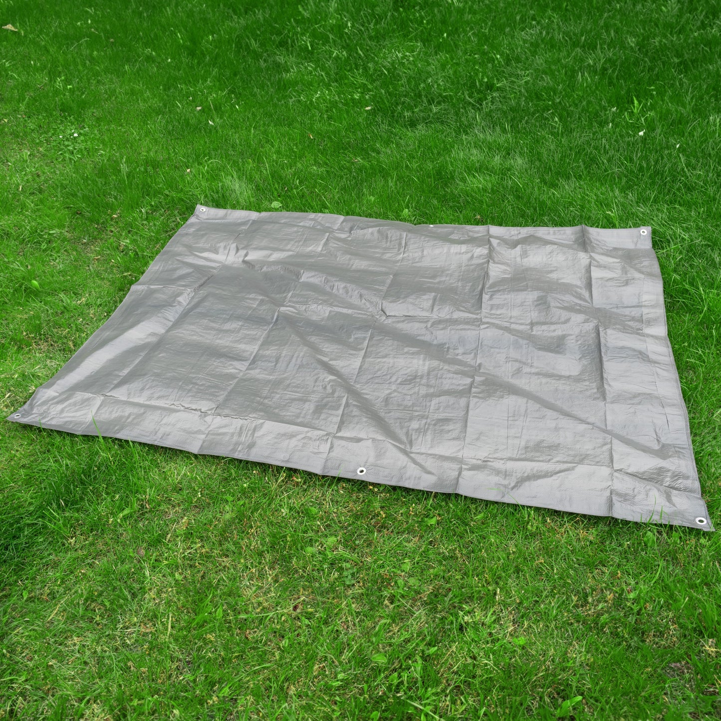 Gray S-Grade Tarpaulin 3m x 4m Waterproof Tarpaulin Cover Outdoor Ground Sheet
