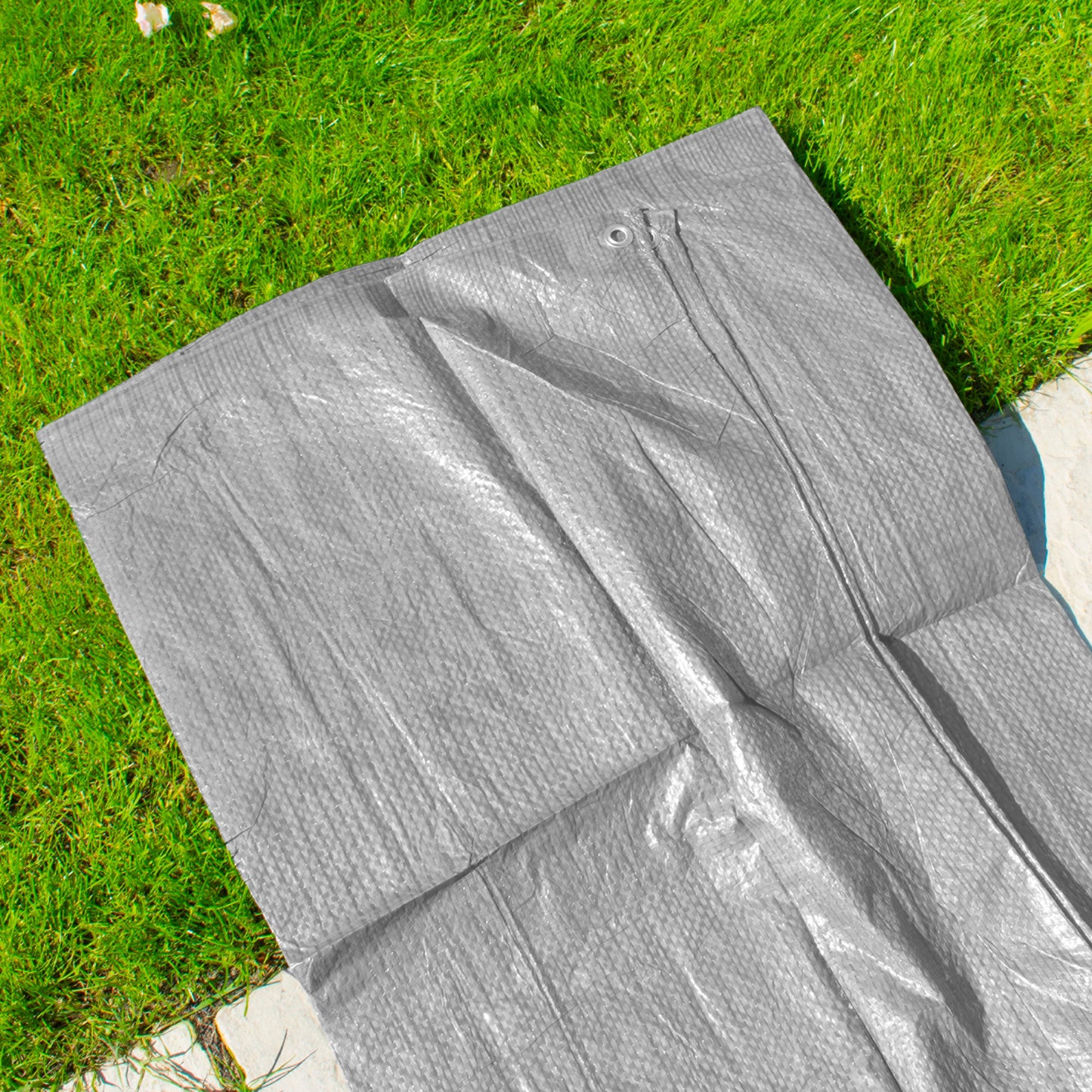 Gray S-Grade Tarpaulin 1m x 1m Waterproof Tarpaulin Cover Outdoor Ground Sheet