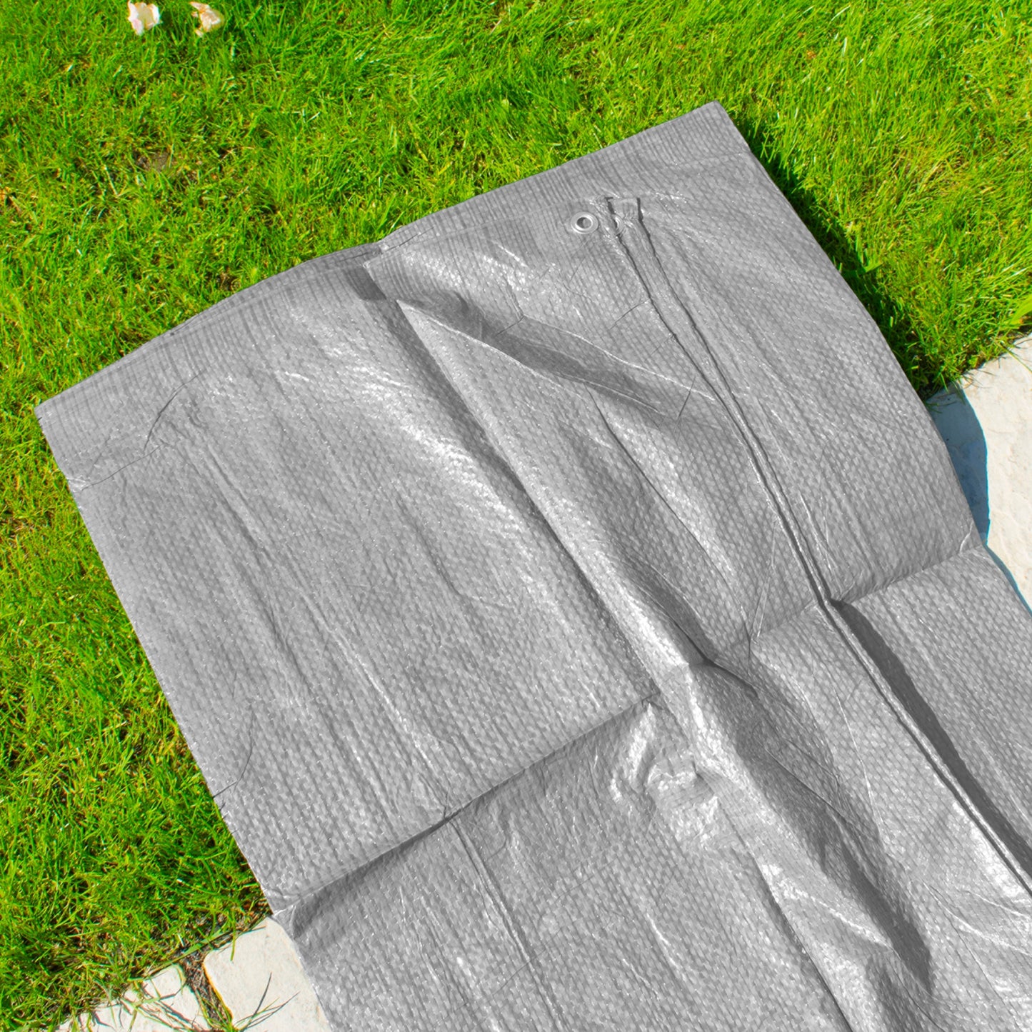 Gray S-Grade Tarpaulin 2m x 4m Waterproof Tarpaulin Cover Outdoor Ground Sheet
