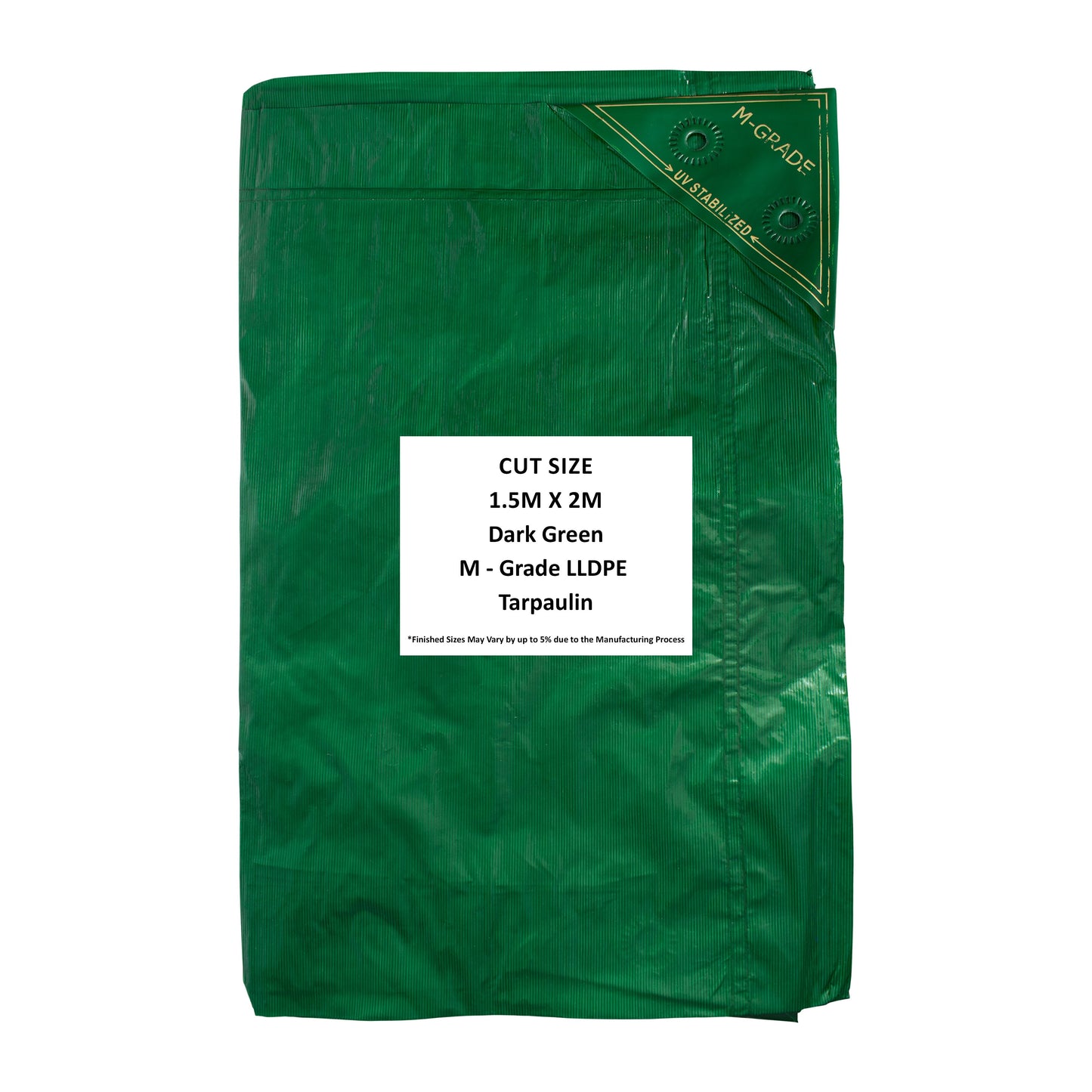 M-Grade LLDPE Green Tarpaulin 1.5m x 2m Waterproof Tarpaulin Cover Outdoor Cover