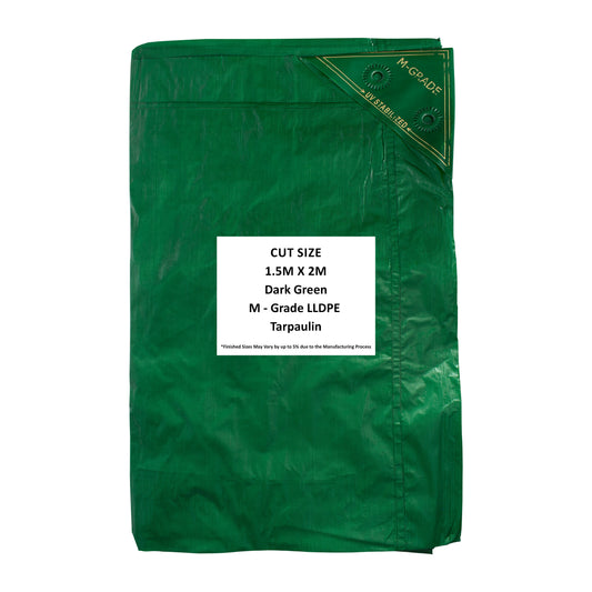 M-Grade LLDPE Green Tarpaulin 1.5m x 2m Waterproof Tarpaulin Cover Outdoor Cover