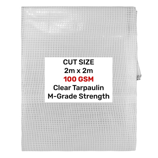 Clear M-Grade Tarpaulin 2m x 2m Waterproof Tarpaulin Cover Outdoor Ground Sheet