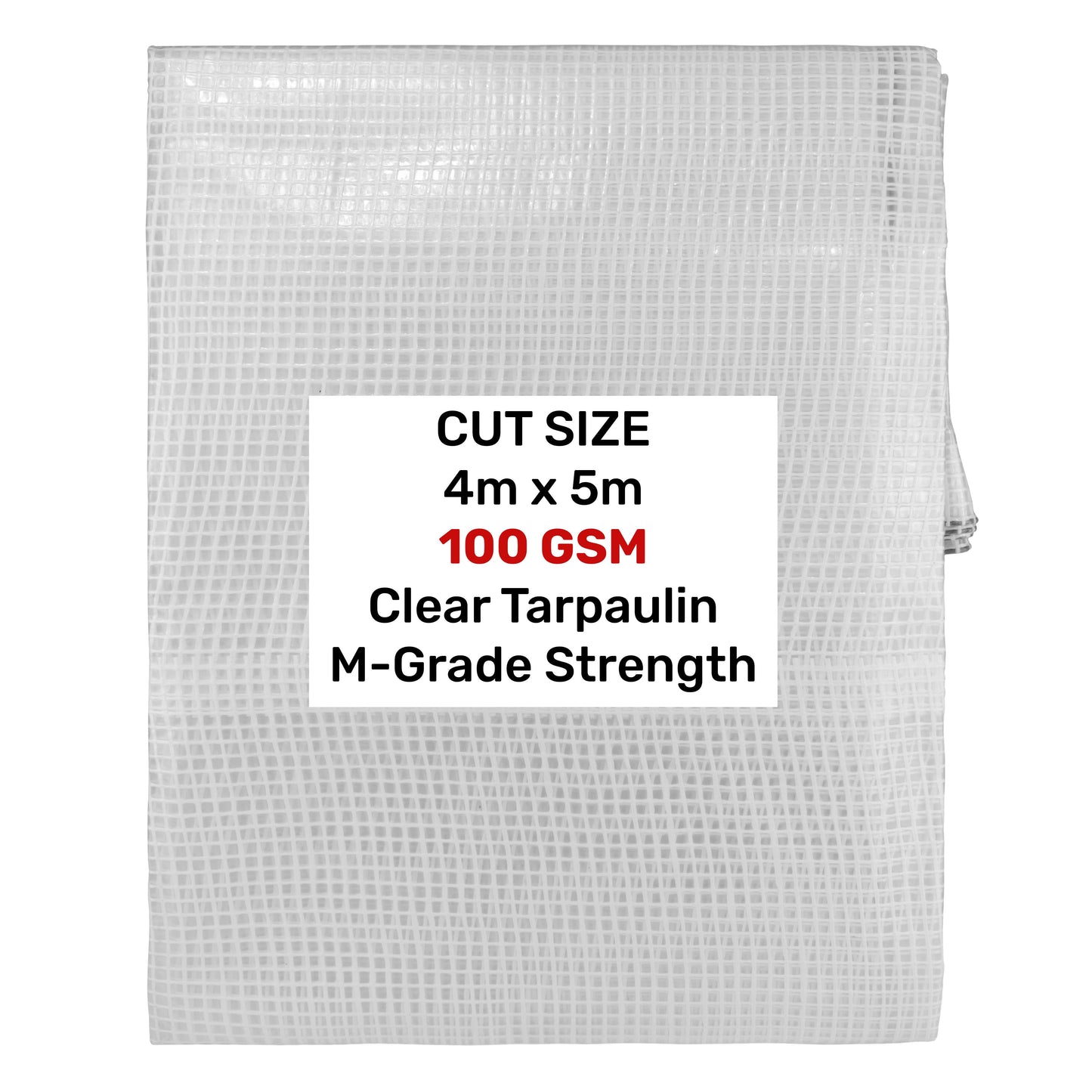 Clear M-Grade Tarpaulin 4m x 5m Waterproof Tarpaulin Cover Outdoor Ground Sheet