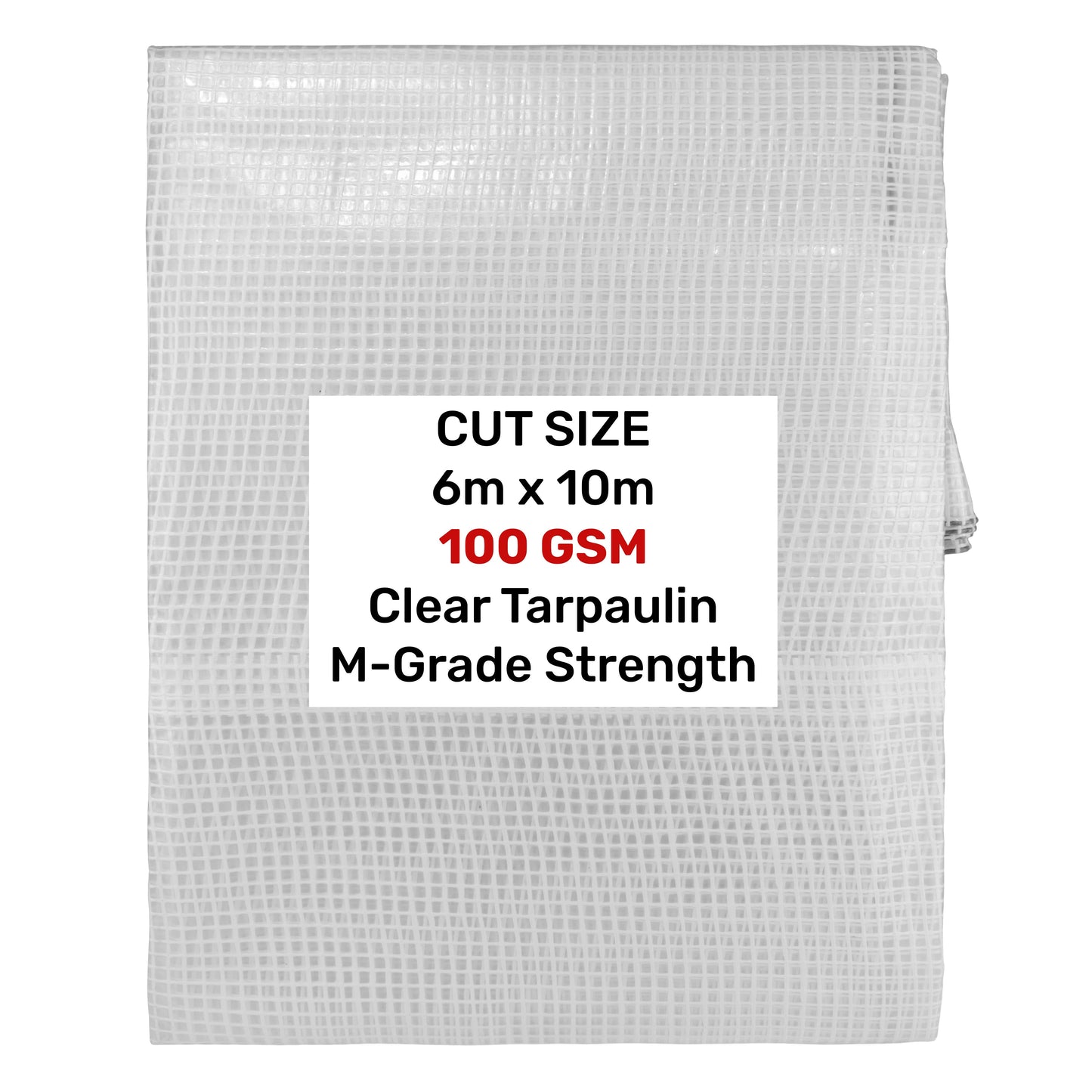 Clear M-Grade Tarpaulin 6m x 10m Waterproof Tarpaulin Cover Outdoor Ground Sheet