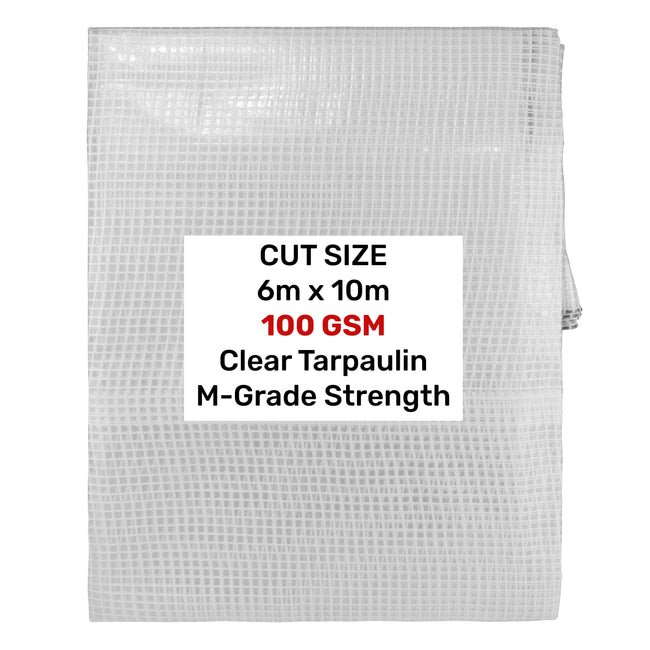 Clear M-Grade Tarpaulin 6m x 10m Waterproof Tarpaulin Cover Outdoor Ground Sheet