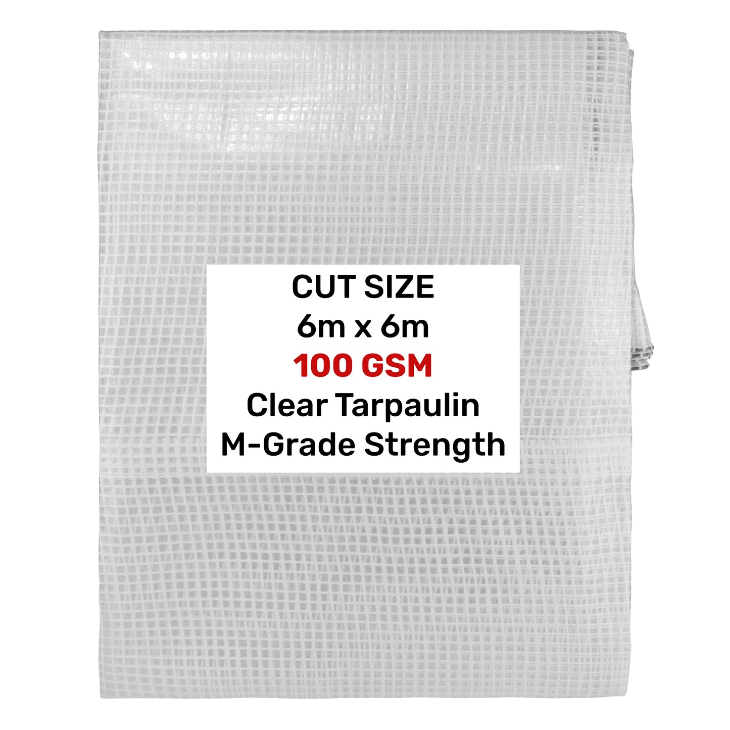 Clear M-Grade Tarpaulin 6m x 6m Waterproof Tarpaulin Cover Outdoor Ground Sheet