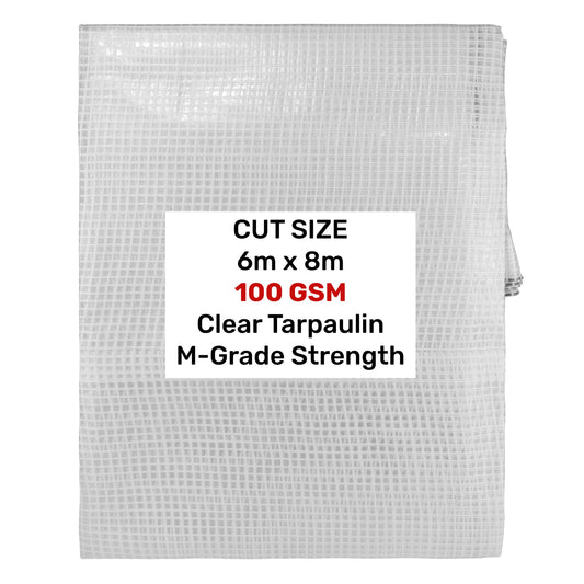 Clear M-Grade Tarpaulin 6m x 8m Waterproof Tarpaulin Cover Outdoor Ground Sheet