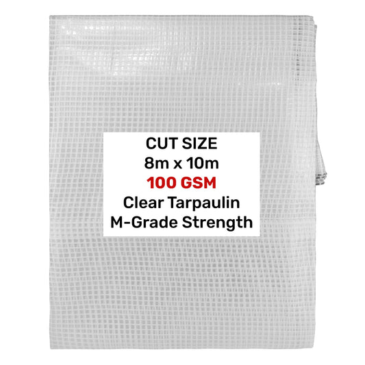 Clear M-Grade Tarpaulin 8m x 10m Waterproof Tarpaulin Cover Outdoor Ground Sheet