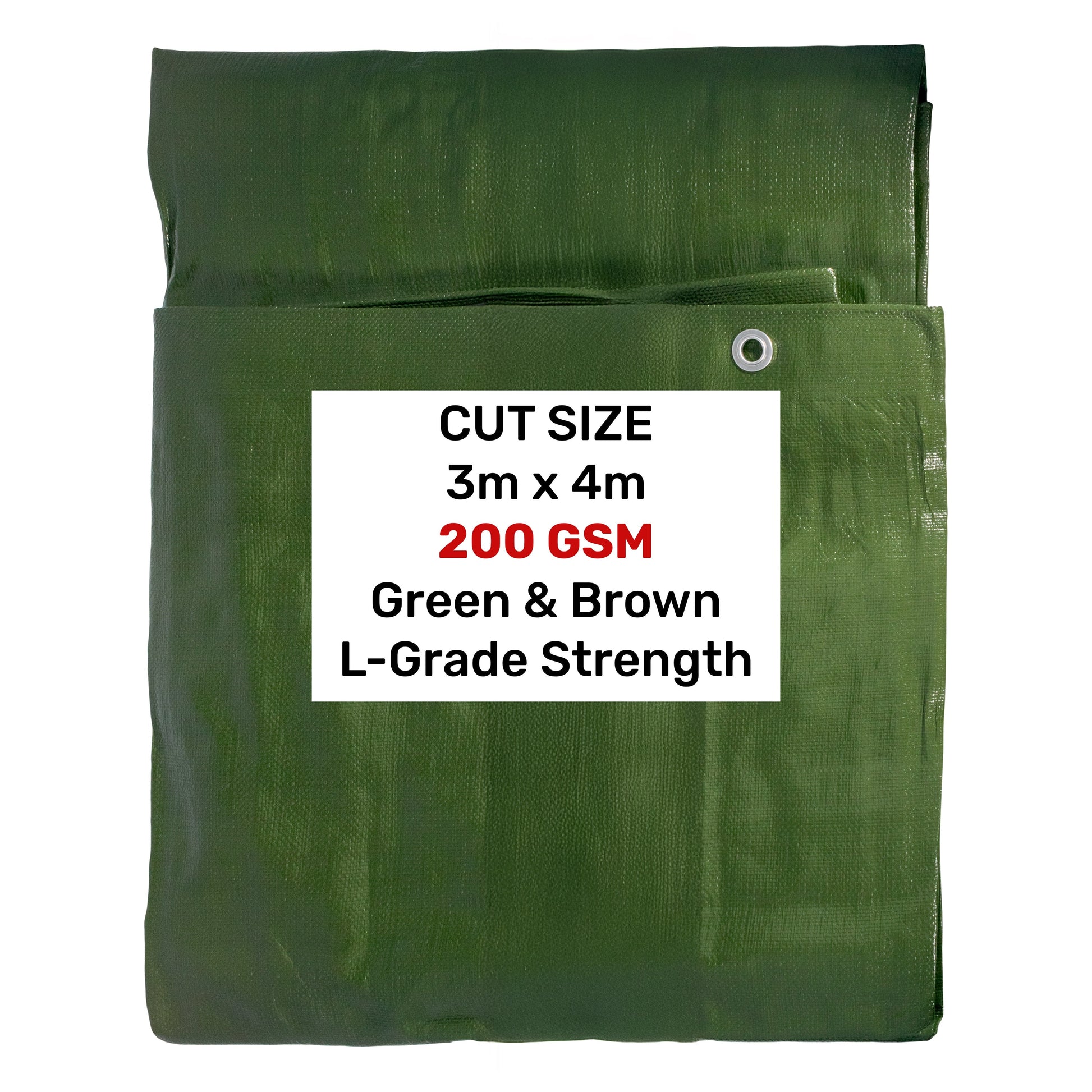 AP Supplies Green/Brown L-Grade Tarpaulin 3m x 4m
