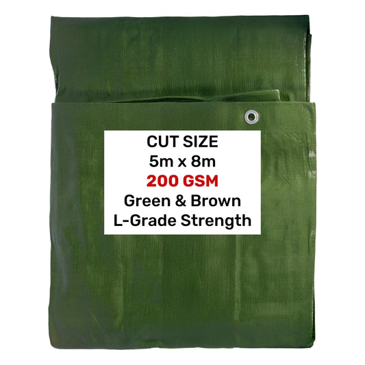 AP Supplies Green/Brown L-Grade Tarpaulin 5m x 8m
