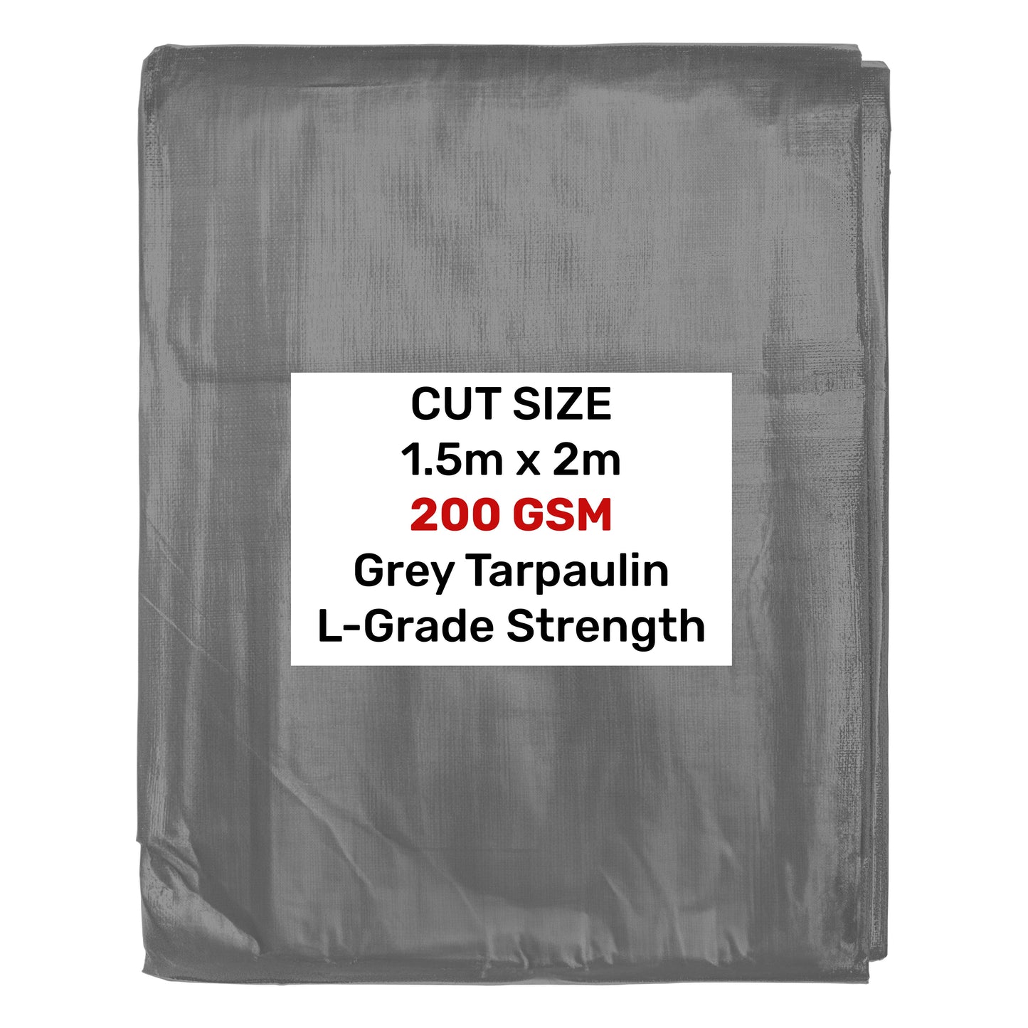 Grey L-Grade Tarpaulin 1.5m x 2m Waterproof Tarpaulin Cover Outdoor Ground Sheet