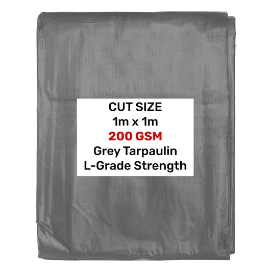 Grey L-Grade Tarpaulin 1m x 1m Waterproof Tarpaulin Cover Outdoor Ground Sheet