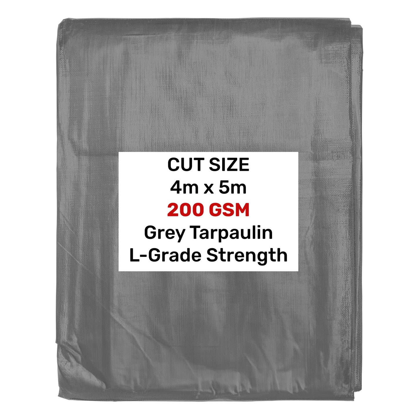 Grey L-Grade Tarpaulin 4m x 5m Waterproof Tarpaulin Cover Outdoor Ground Sheet