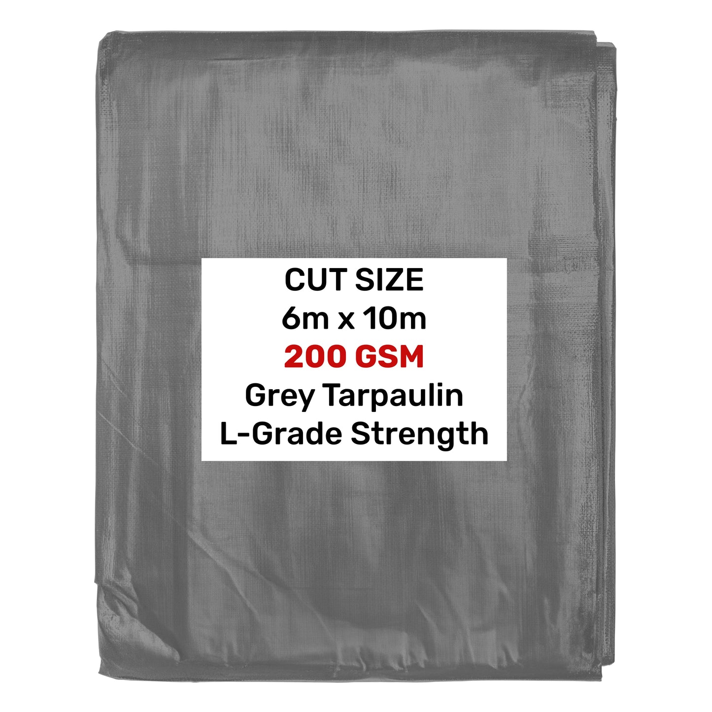 Grey L-Grade Tarpaulin 6m x 10m Waterproof Tarpaulin Cover Outdoor Ground Sheet