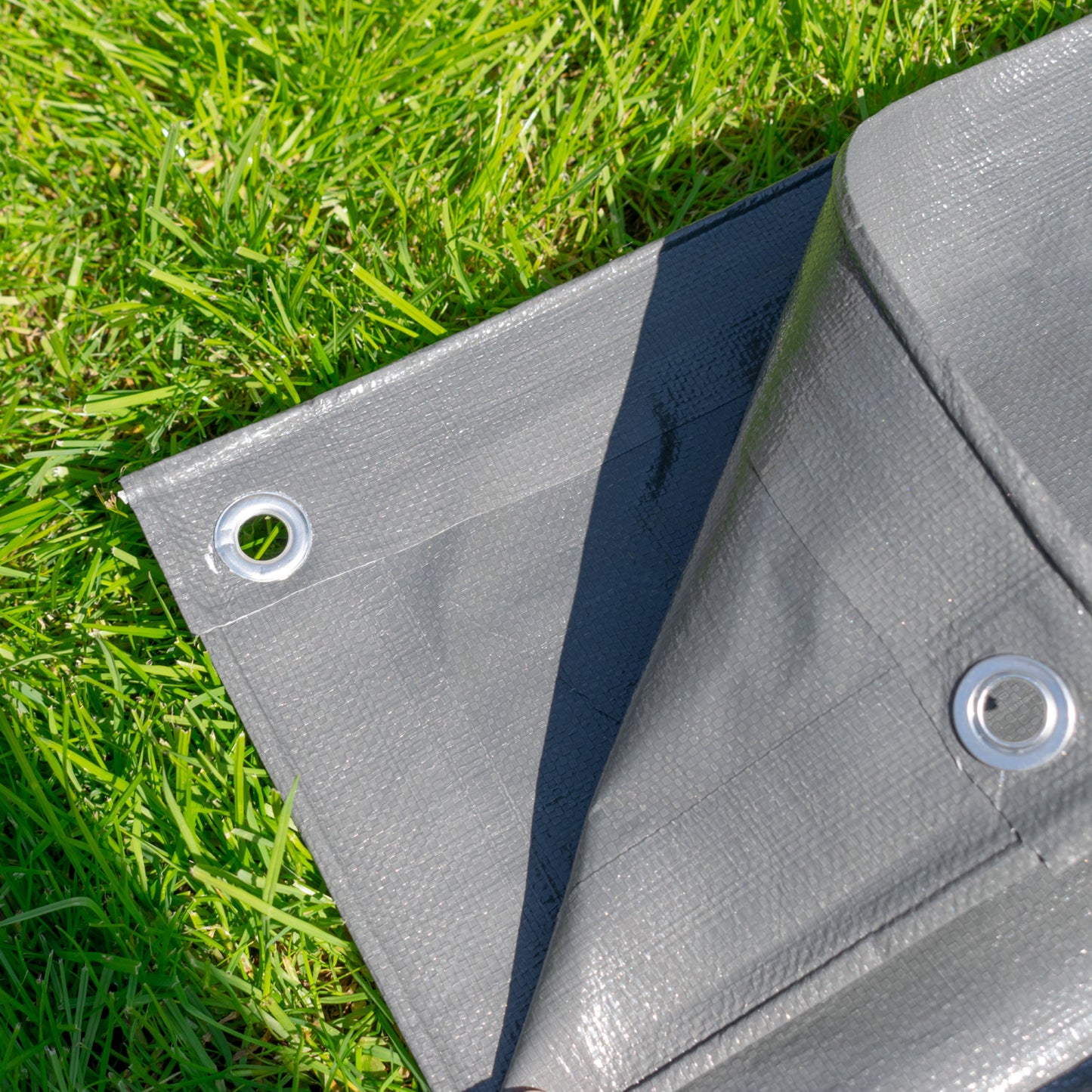 Grey L-Grade Tarpaulin 3m x 4m Waterproof Tarpaulin Cover Outdoor Ground Sheet