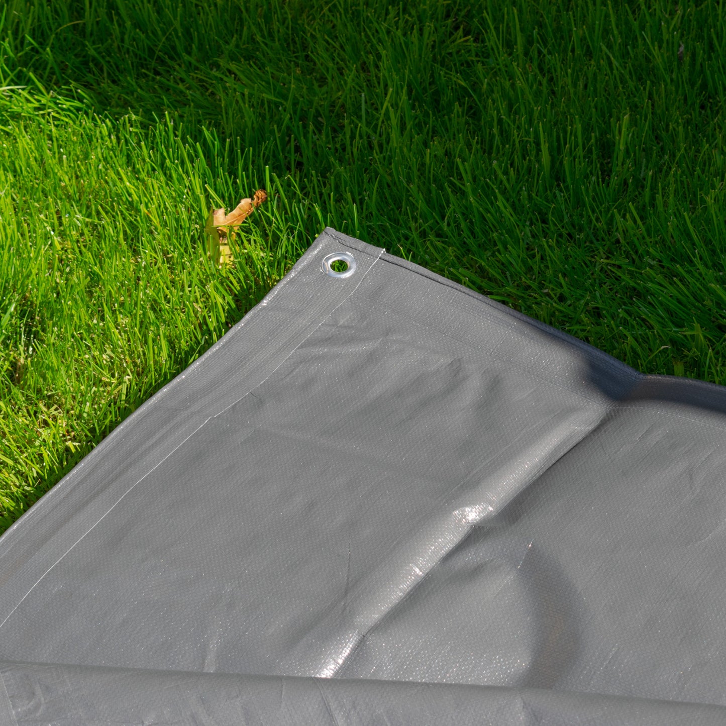 Grey L-Grade Tarpaulin 4m x 6m Waterproof Tarpaulin Cover Outdoor Ground Sheet