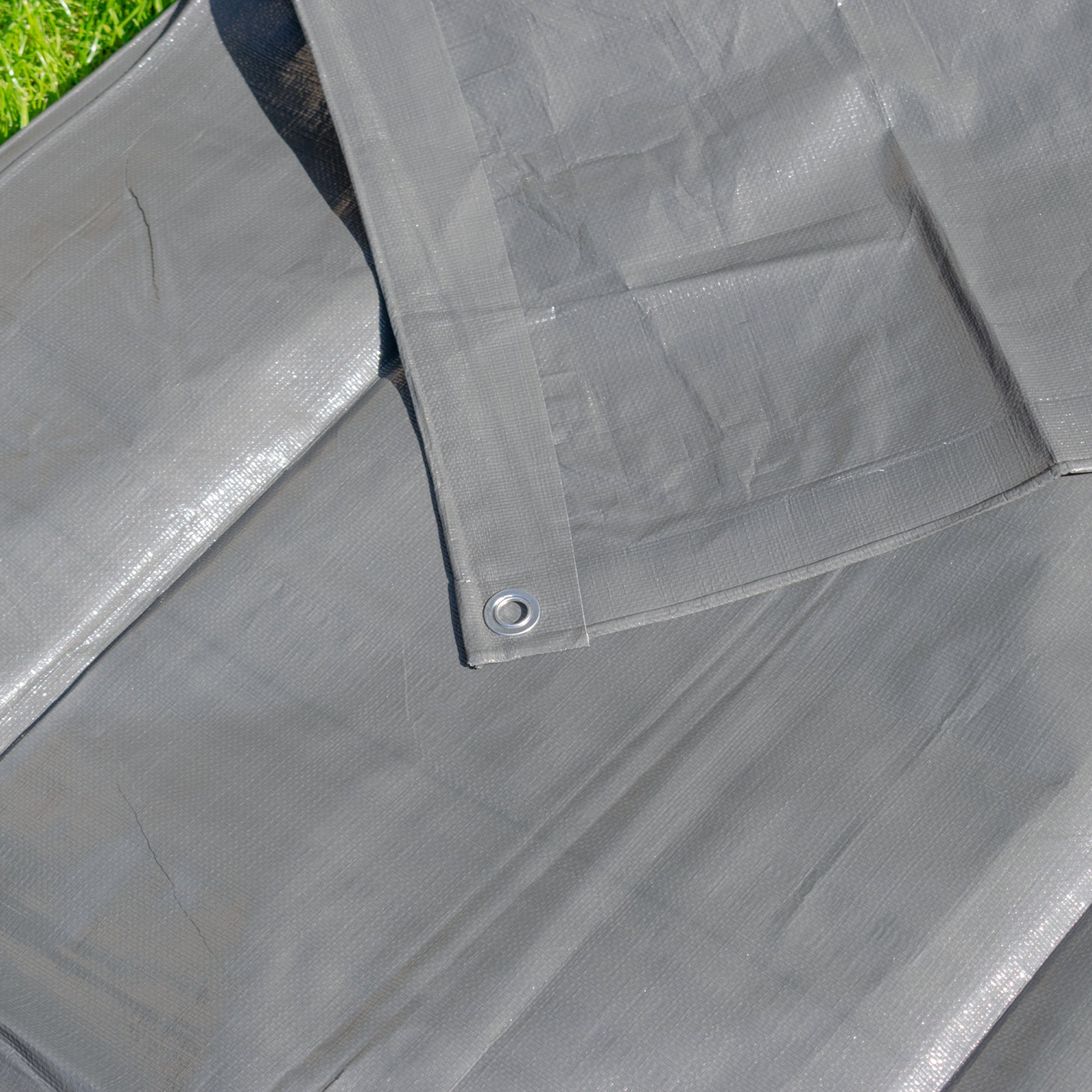 AP Supplies Grey L-Grade Tarpaulin with 10 x 6" Bungee Balls (Black) - 4m x 4m