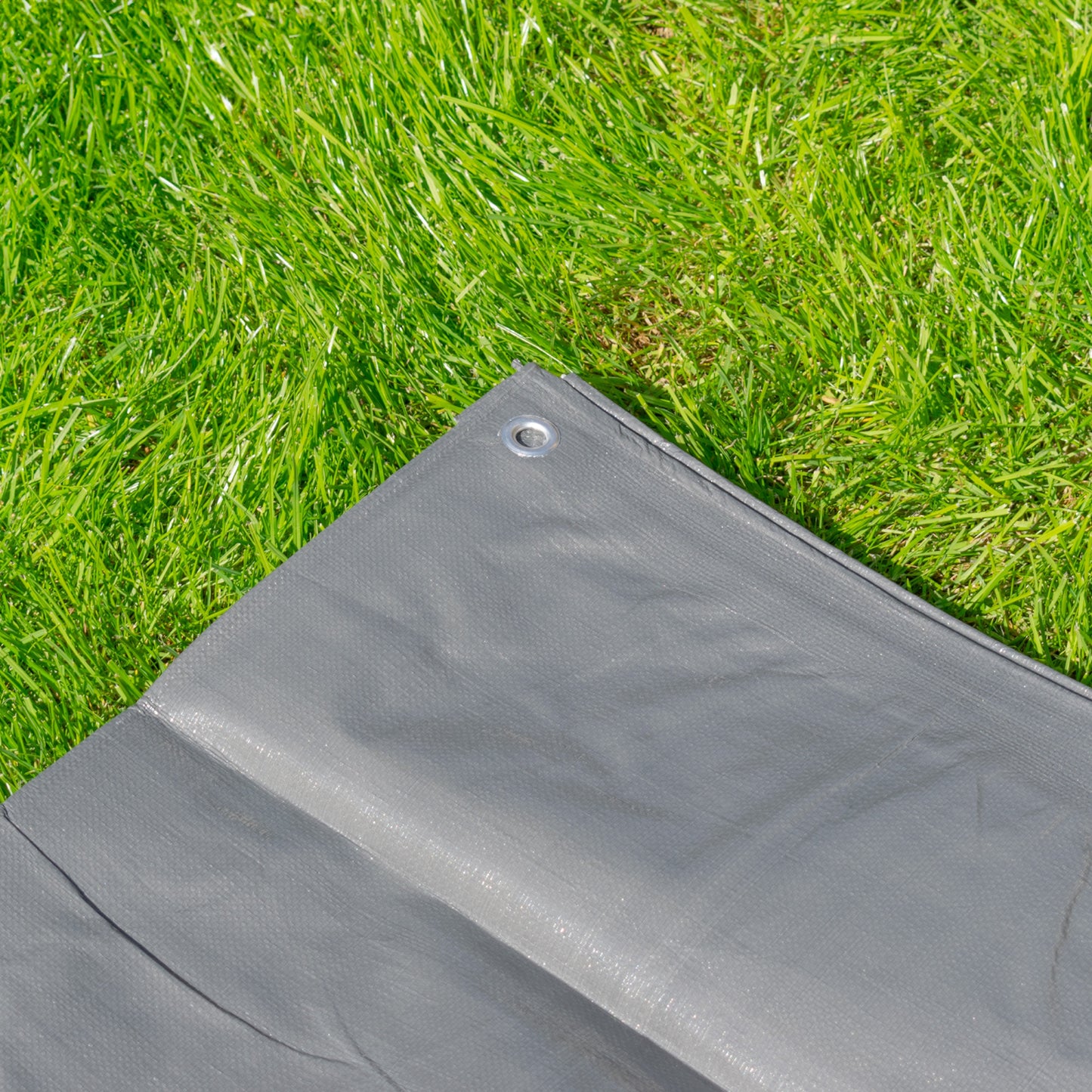 AP Supplies Grey L-Grade Tarpaulin with 20 x 4" Bungee Balls (White) - 4m x 4m