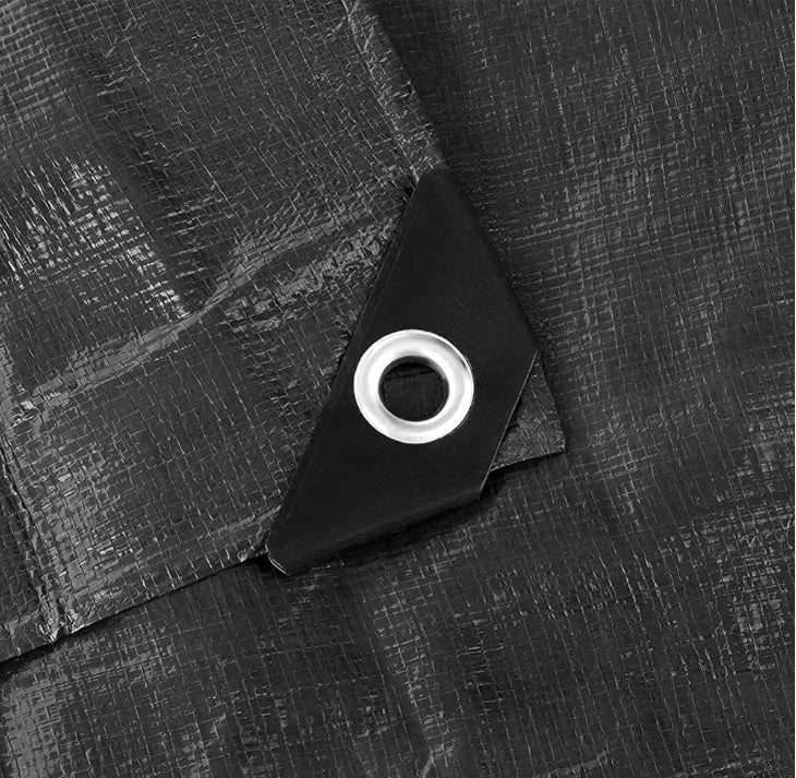 AP Supplies Black/Silver L-Grade Tarpaulin with Bungee Balls (Black) - 5m x 5m