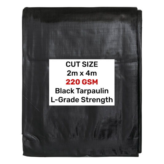 Black Silver L-Grade Tarpaulin 2m x 4m Heavy Duty Outdoor Sheet Waterproof Sheet