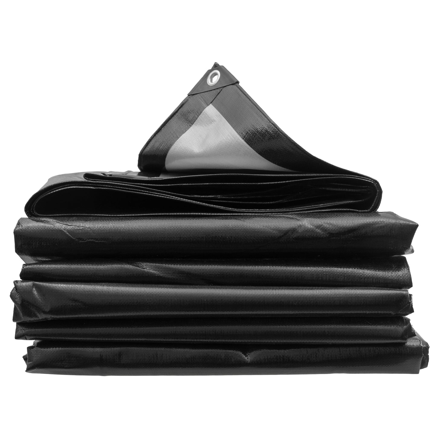 Black Silver L-Grade Tarpaulin 1.5m x 2m Reinforced Eyelets Outdoor Ground Sheet