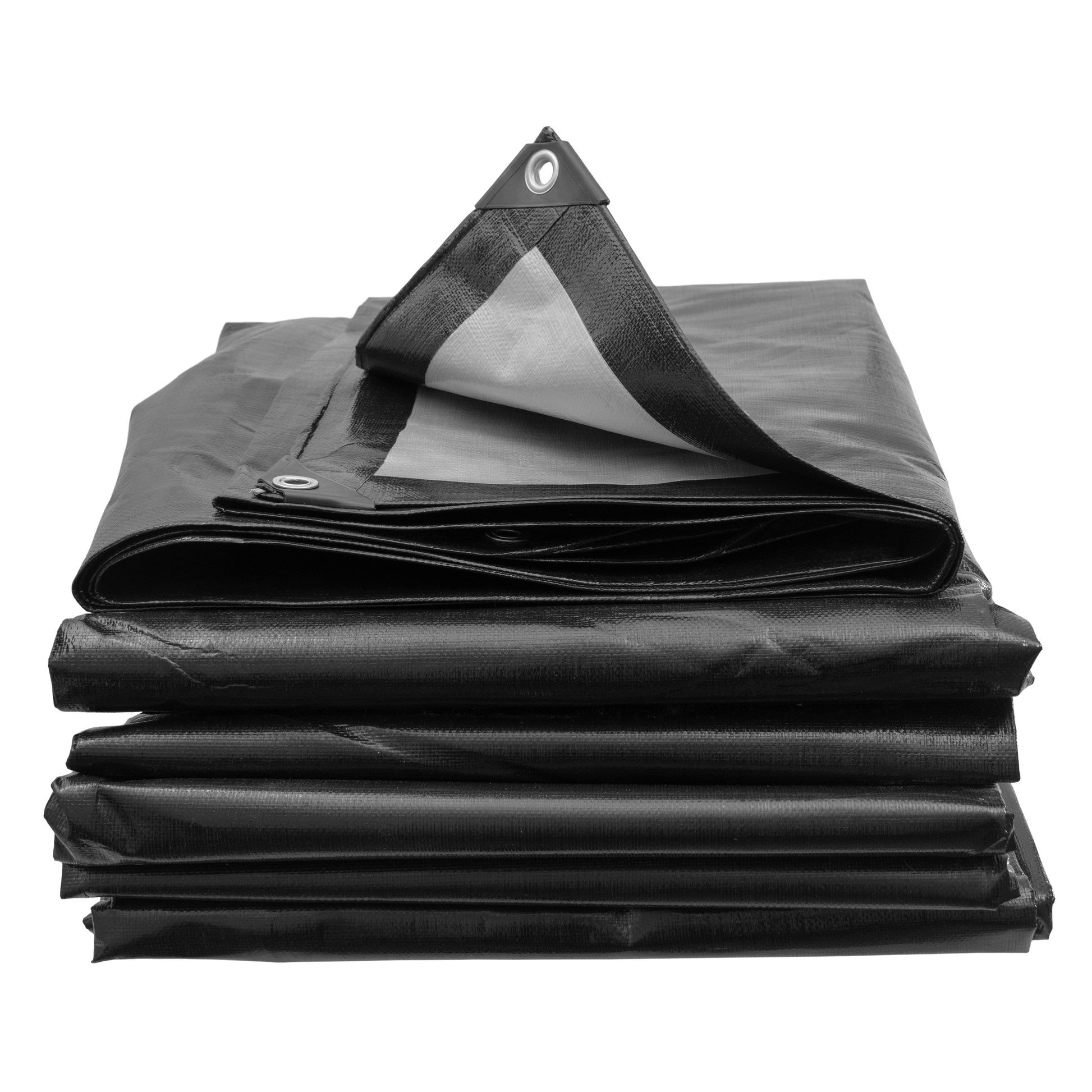 AP Supplies Black/Silver L-Grade Tarpaulin with 10 x 6" Bungee Balls (Black) - 5m x 6m