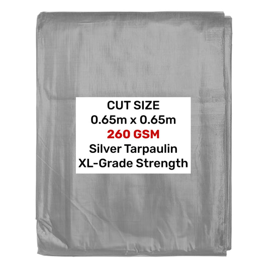 Silver XL-Grade Tarpaulin 0.65m x 0.65m Waterproof Tarpaulin Cover Outdoor Cover